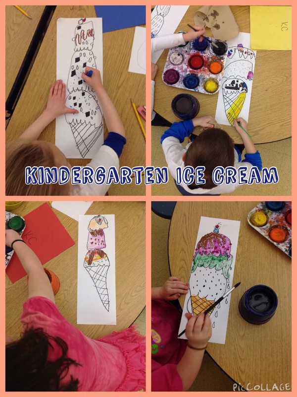 Kindergarten Ice Cream Cones - paint on our fingers